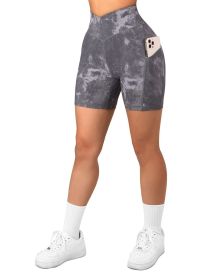 Women's Cross Sports Tight Short Belt Pockets (Option: Black Tie Dye-XS)