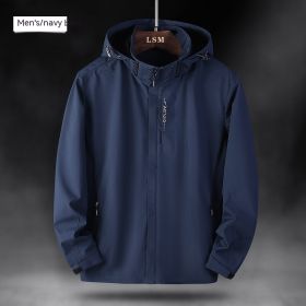 Single Men's Assault Jacket Outdoor Sports Waterproof Mountaineering Suit Trench Coat (Option: Navy Blue-5XL-Men)