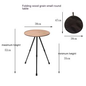 Outdoor Camping Folding Aluminum Alloy Tripod Table (Option: Wood Grain Buggy Bag)