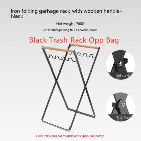 Outdoor Wooden Handle Wrought Iron Garbage Storage Hanger (Option: Black Trash Rack Opp Bag)