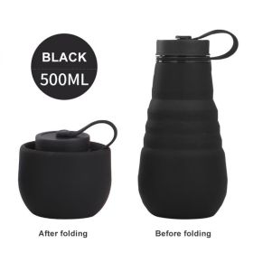 500ml Large Capacity Silicone Folding Water Bottle High Temperature Resistance Outdoor Sports Bottle Travel Portable Cup (Capacity: 500ML, Color: 1)