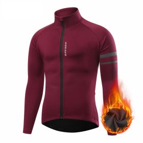 Men's Outdoor Off-road Mountain Sports Fleece Cycling Clothing (Option: BO284 Dark Red-XL)