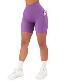 Women's Cross Sports Tight Short Belt Pockets (Option: Neon-S)