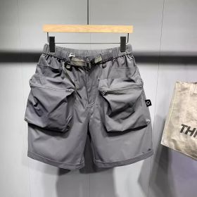 Summer Large Size Loose Pockets Workwear Shorts Men's Trendy Handsome Casual Shorts (Option: Gray-XL 65to73kg)