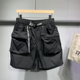 Summer Large Size Loose Pockets Workwear Shorts Men's Trendy Handsome Casual Shorts (Option: Black-XL 65to73kg)